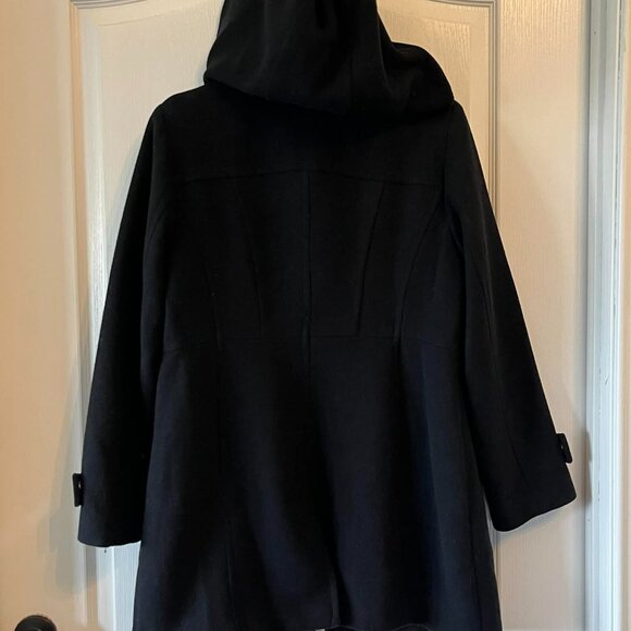 Michael Kors Women's Petite size PXL Black Wool Blend Full Zip Hooded Coat - Picture 5 of 8